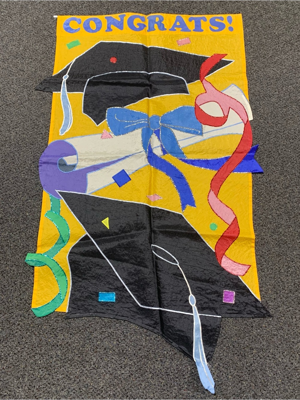 Vintage New Creative Enterprises Large 29 X 40 Congrats Graduation Garden Flag